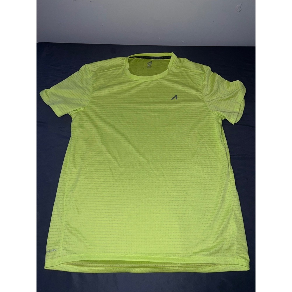 Avia Mens Quick-Dry Athletic Performance T-Shirt Neon Lime Green Mesh Large L